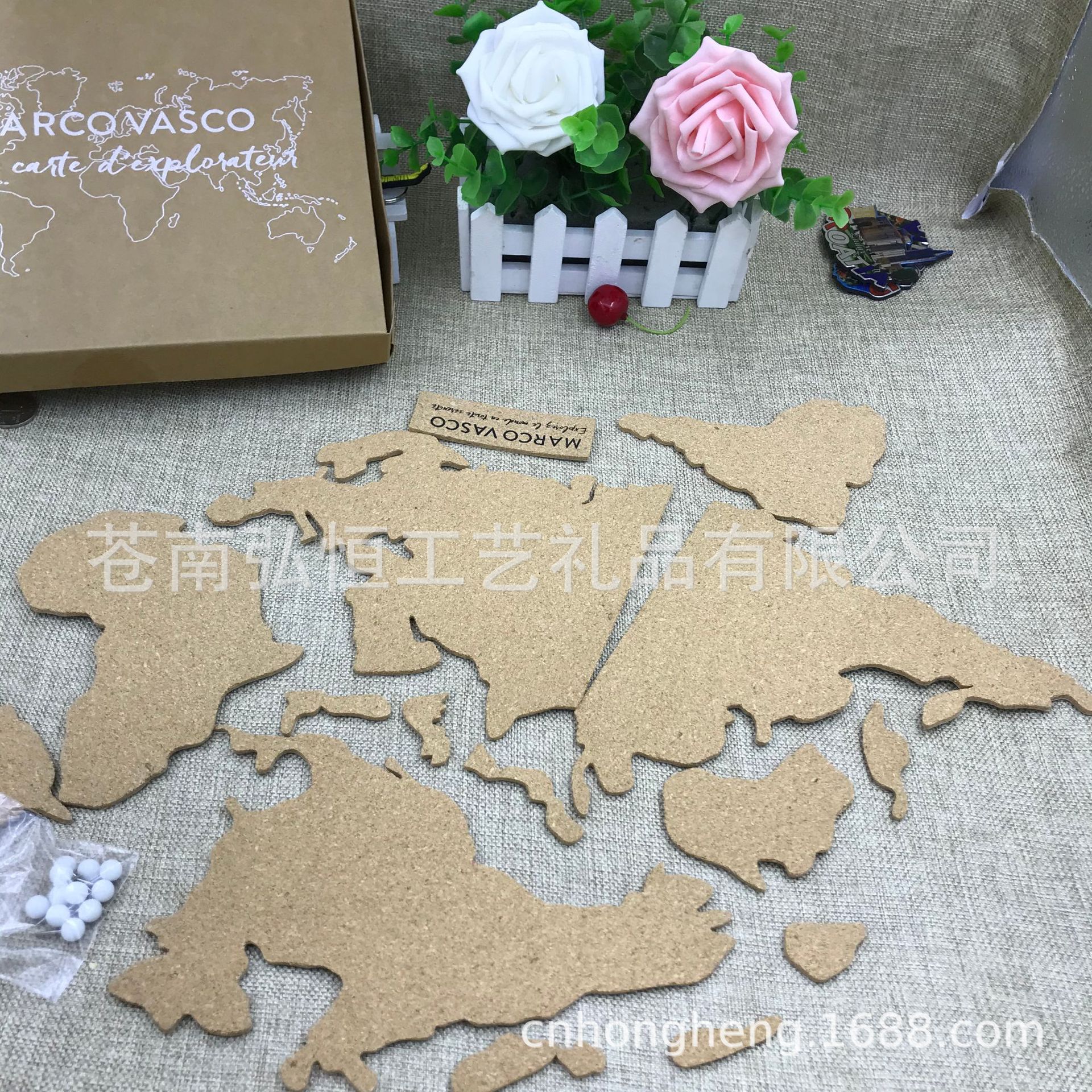 定制DlY软木世界地图贴纸墙装饰贴窗贴3D贴纸