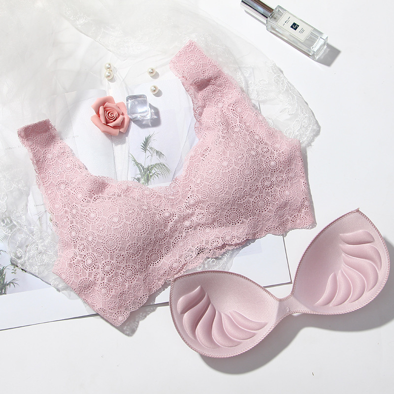 日系尚品任意裁满幅花边文胸蕾丝内衣无痕美背点胶女士|ru