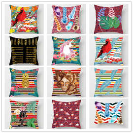 厂家直供2021植物花蕊加厚短毛绒印花抱枕套