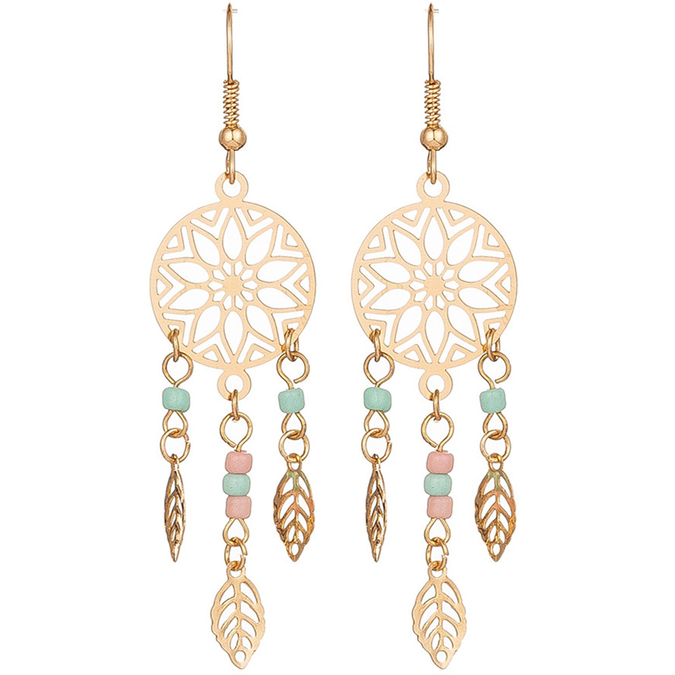 Fashion Hollow Pattern Tassel Alloy Earrings Wholesale display picture 9