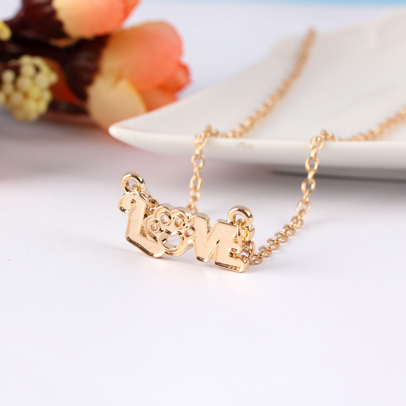 New  Fashion  Creative Letters Love Hollow Out Love Dog Claw Necklace Nihaojewelry Wholesale display picture 7