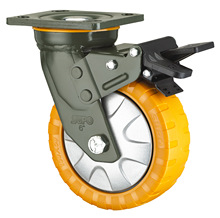 SUPO/向荣 5寸重型防滑带双刹车PU聚氨酯万向脚轮J17-01D-125-362