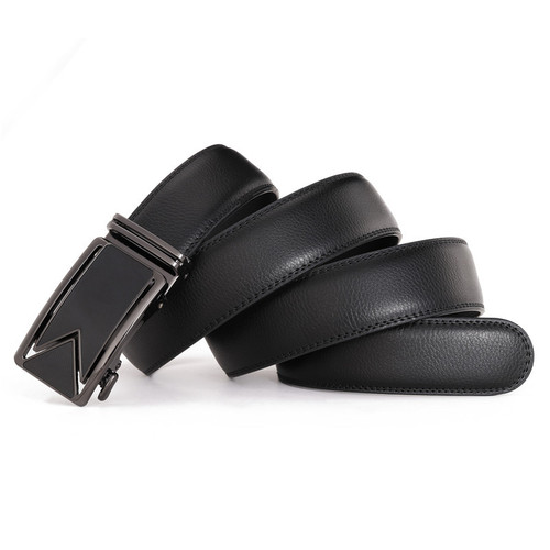 New Men's Automatic Belt Genuine Leather Belt Buckle Business Youth Manufacturer Wholesale Amazon Cross-Border Shipping