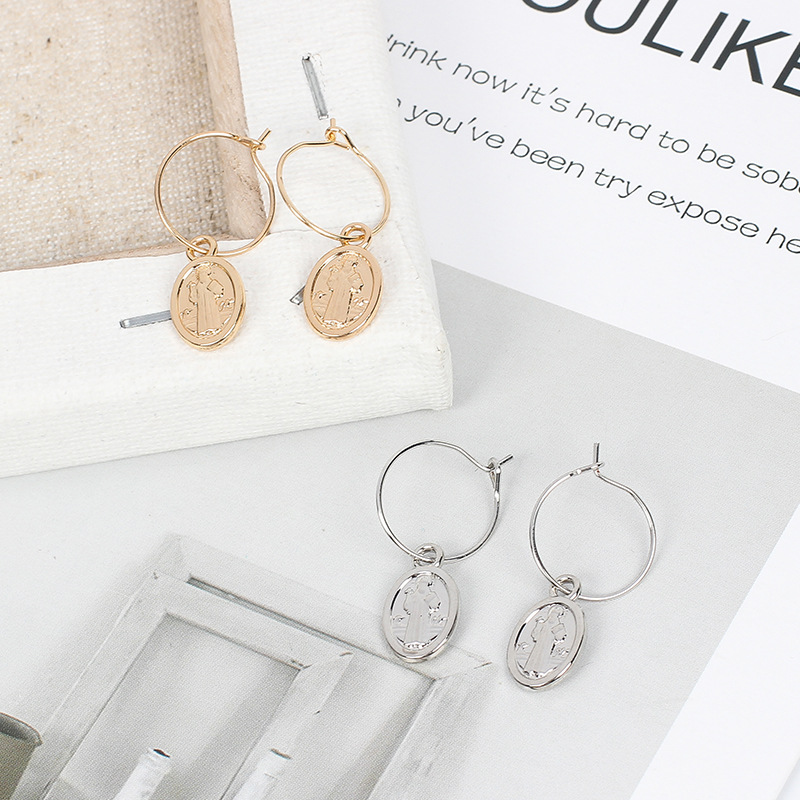 2g Weight Earrings Classification Wedding, Travel Occasion Women'S Gender Gold, Silver Color Creative New Cross Heart-shaped Earrings 2