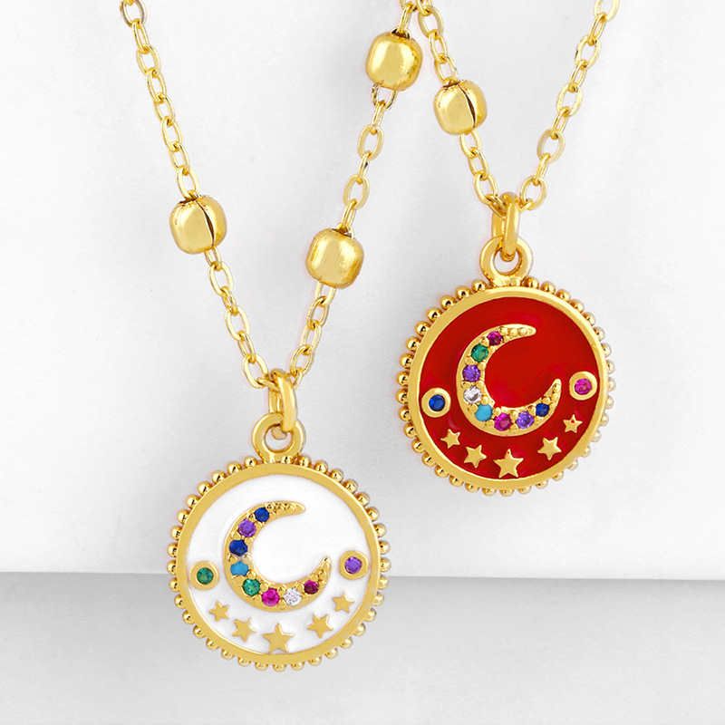 2019 Necklace Female Drop Oil Moon Star Diamond Pendant Sweater Chain Wholesales Fashion display picture 2