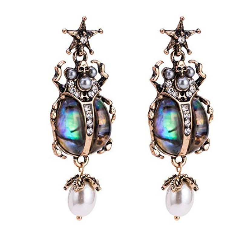1 Pair Fashion Insect Alloy Inlay Artificial Pearls Rhinestones Women's Drop Earrings display picture 5
