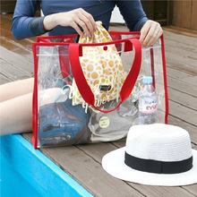 廠家批發PVC夏日游泳便攜衣物時尚單肩防水沙灘包旅行手提袋