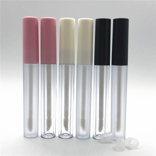 2.5ml high-end frosted bright white cap round lip glaze refill bottle pink lip gloss bottle cross-border hot selling DIY injection tube