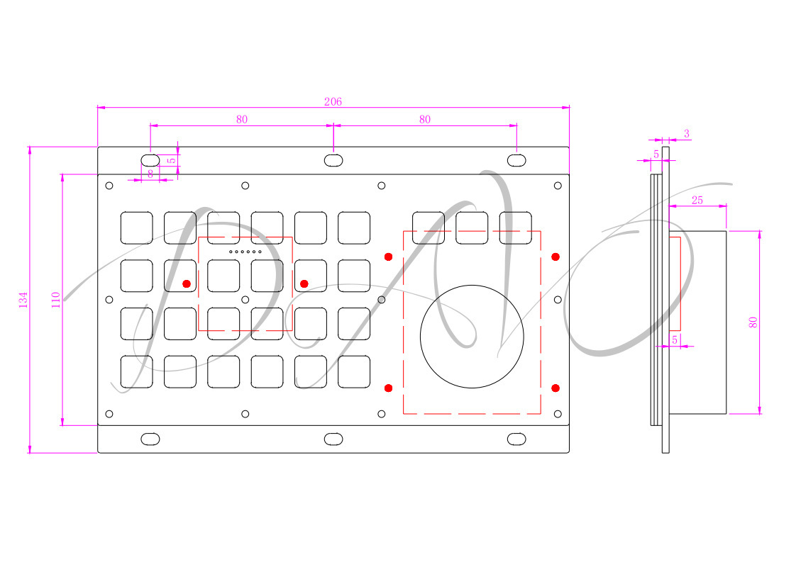 工厂定制金属带球键盘 滚球鼠标键盘 工业一体轨迹球键盘电脑键盘