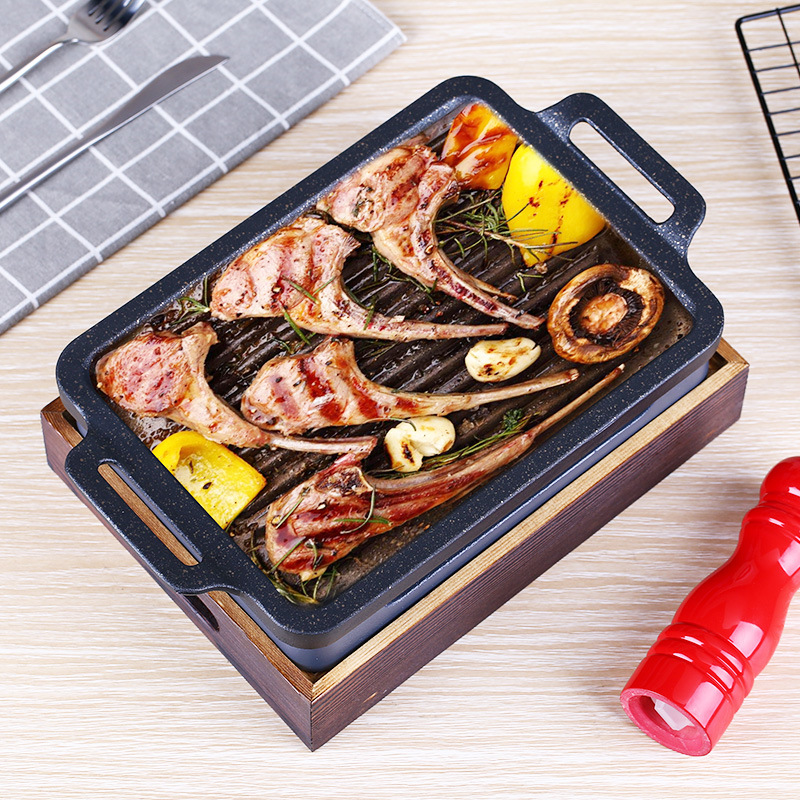 新款韩式羊排烤肉盘烧烤炉固体酒精烤炉架炙子烤肉铁板烧烤盘商用