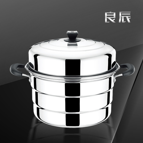 42cm stainless steel thickened large steamer steamer commercial magnetic three-layer steamer three-grate steamer household