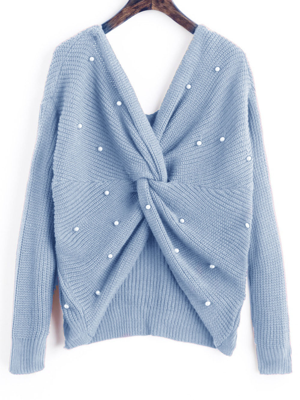 Suéter de punto con cuello redondo y espalda descubierta para mujer, estilo cruzado, para ir al trabajo, novedad de Amazon para otoño e invierno de 2025