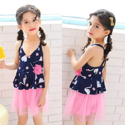 儿童泳衣女2-6岁2019新款韩版碎花可爱公主女童小童连体泳装批发|ms