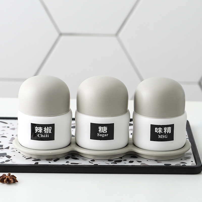 Moderno simple creativo hogar cerámica condimento tarro traje hogar condimento botella condimento caja de color caramelo suministros de cocina