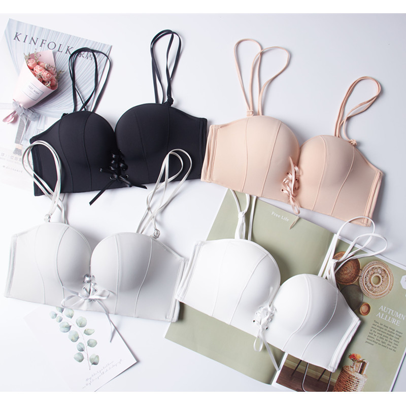 Original Palm Cup Sexy Small Chest Push-up Bra Beautiful Back No Steel Ring Invisible Glossy Satin Strapless Underwear for Women Original Palm Cup Sexy Small Chest Push-up Bra Beautiful Back No Steel Ring Invisible Glossy Satin Strapless Underwear for Women