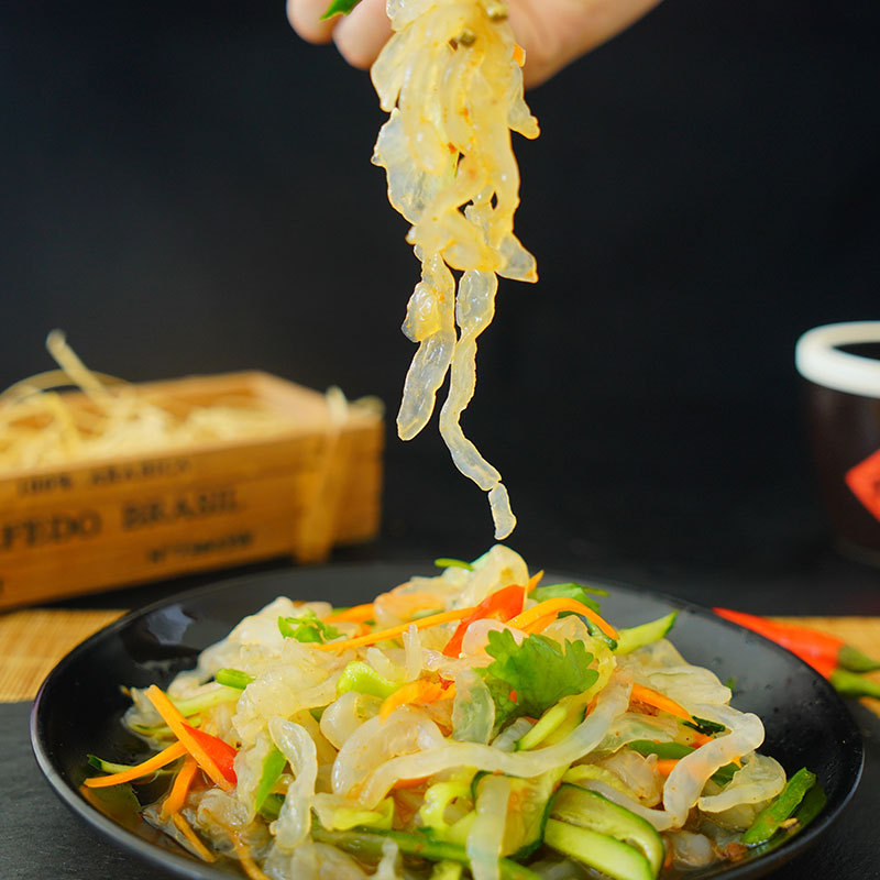 营口滢辉 即食海蜇头丝新鲜海鲜下酒菜厂家批发200g每袋五袋包邮