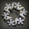 Demi-season zirconium, brooch, fashionable accessory, pin lapel pin, micro incrustation, Korean style, with snowflakes