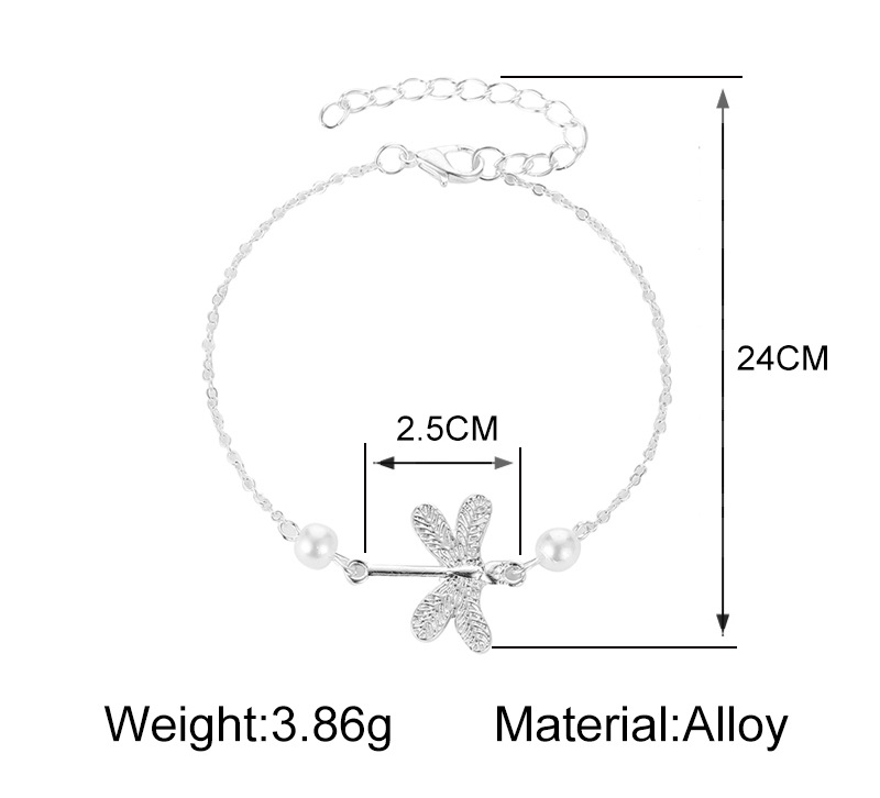 Small Dragonfly Anklet Lady Dragonfly Pearl Pendant Anklet Foot Jewelry Wholesale display picture 1