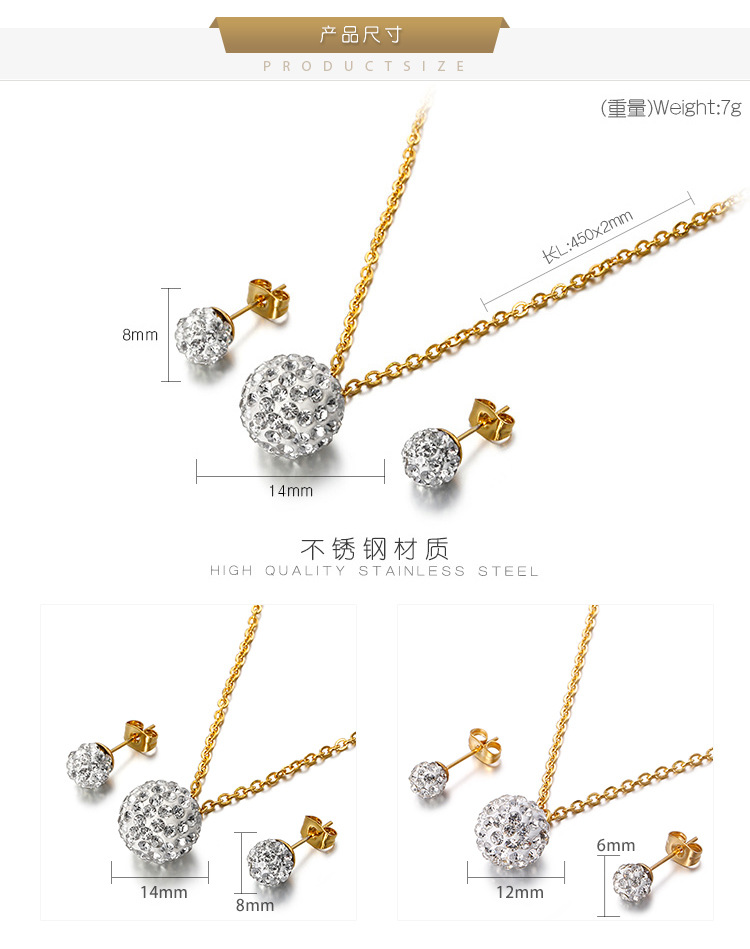 Titanium Steel 18K Gold Plated Simple Style Ball display picture 2