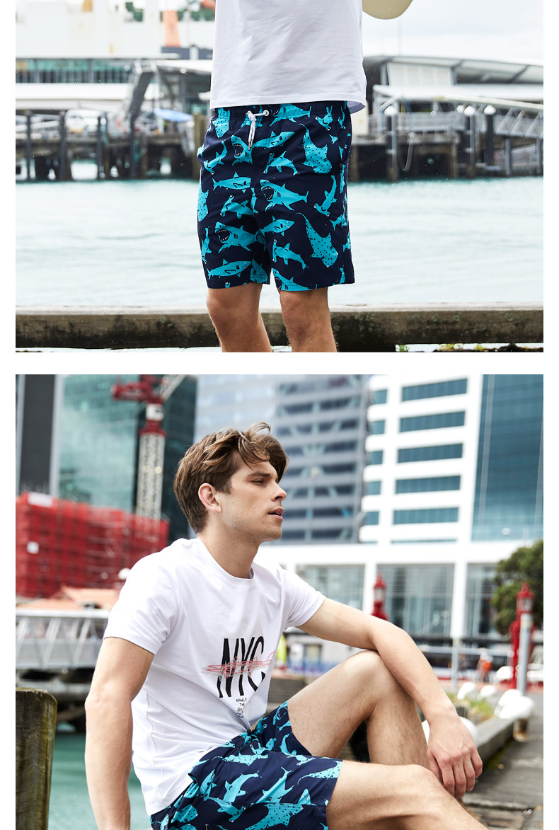 161g Weight Shorts Pants Length Polyester Fabric Type Mid Waist Waist Line Straight Pants, Shorts Pants Type Inelastic Elasticity Beach, Sports Occasion Regular Fit Fit Type Shark Pattern Summer Season Men's Gender Casual Style Men's Shark Casual Regular Fit Men's Bottoms 5