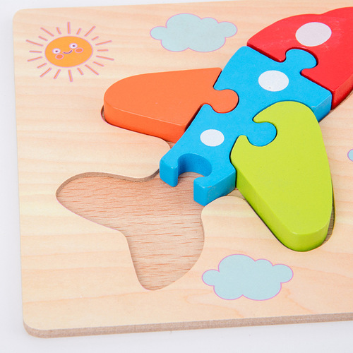 Wood products 3D three-dimensional puzzle children's wooden toys baby early education educational transportation animal hand scratching board puzzle board