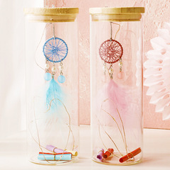 Creative Girly Wind Chime Wish Bottle with Glowing Dream Catcher Glass Wish Bottle for Couples and Best Friends' Gifts