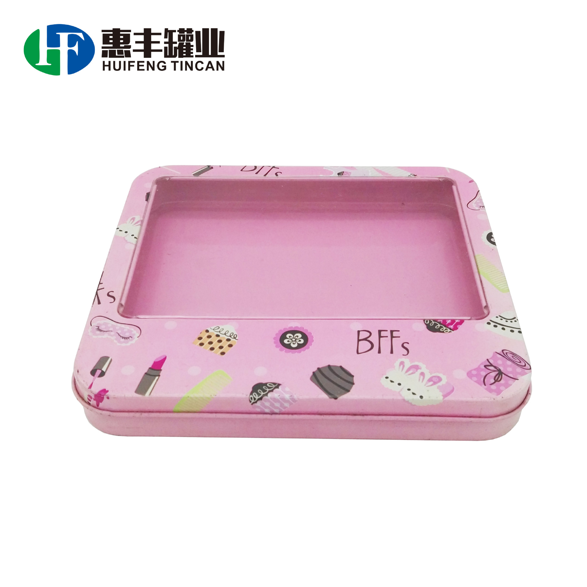 生产开PVC天窗铁盒化妆品口红铁盒礼品马口铁罐 圆珠彩笔铁盒定制