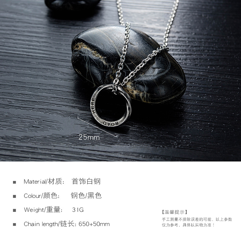 Simple Fashion Titanium Steel Circle Necklace display picture 7