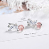 Fashionable cute earrings with bow, fuchsia natural water, crystal earings, Korean style