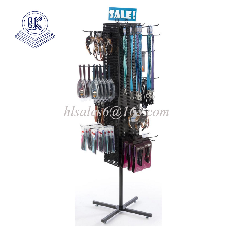 站立式铁制展示架，旋转四面背板展示架挂架
