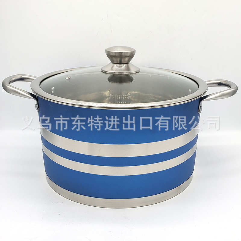 Factory direct sales of stainless steel soup POTS, color frosted right-angle POTS, 28-32 large capacity soup POTS, gift sets of soup POTS detail image 4