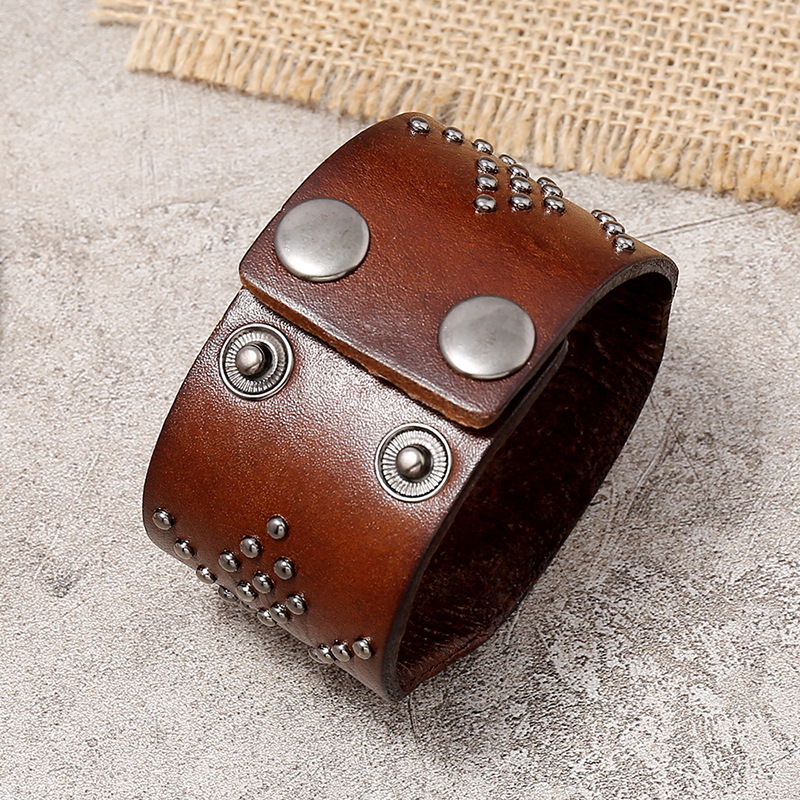 Punk Grenz Überschreiten Der Schmuck Europäisches Und Amerikanisches Retro-leder Armband Kreatives Einfaches Herren-punk-leder Armband display picture 3