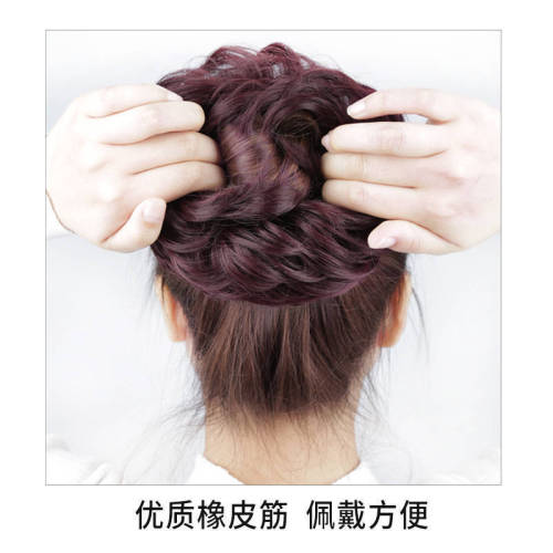Wig circle ball head synthetic hair cap tie hair pack curling iron flower bud woman head flower fluffy curly hair large hair tie