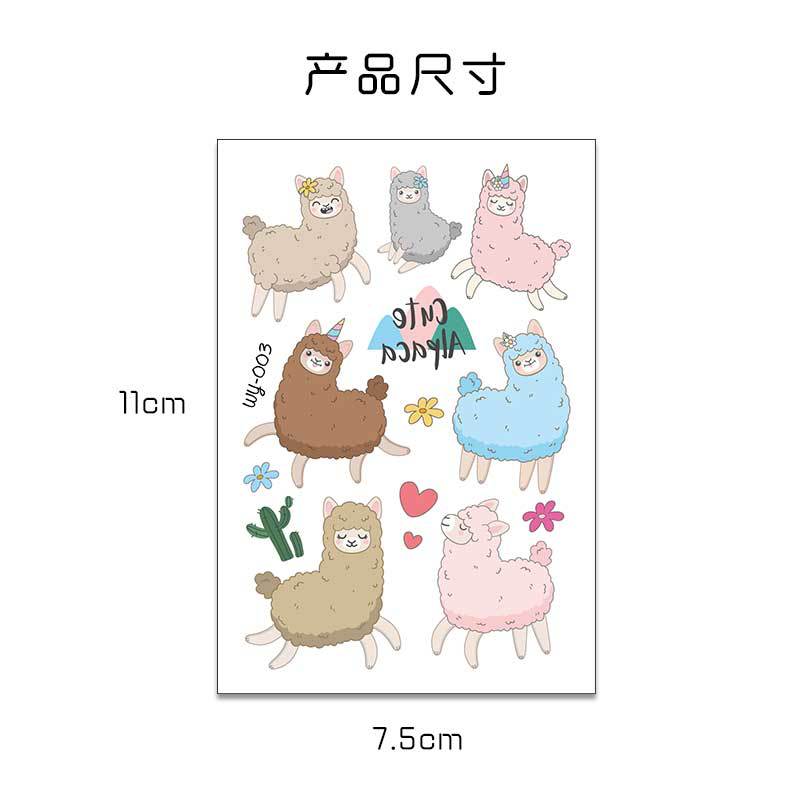 Tatuajes Temporales de Animales para Niños Temática Alpaca y Cactus