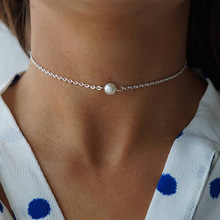 跨境热销饰品 简约个性仿天然珍珠短款choker女式颈链 女款项链