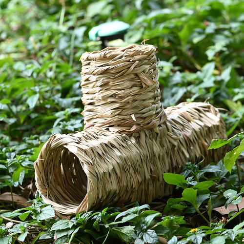 Natural porous dodging pipe straw hamster golden bear rabbit chinchilla molar landscaping toy nest