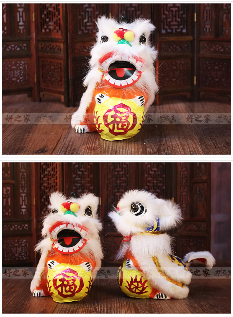 传统舞狮布艺工艺品 中国风可爱踩球狮摆件 装饰送礼用 中秋礼物-阿里巴巴