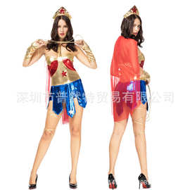 大码欧美成人万圣节服装 性感女超人服套装 角色扮演 PU皮超人装