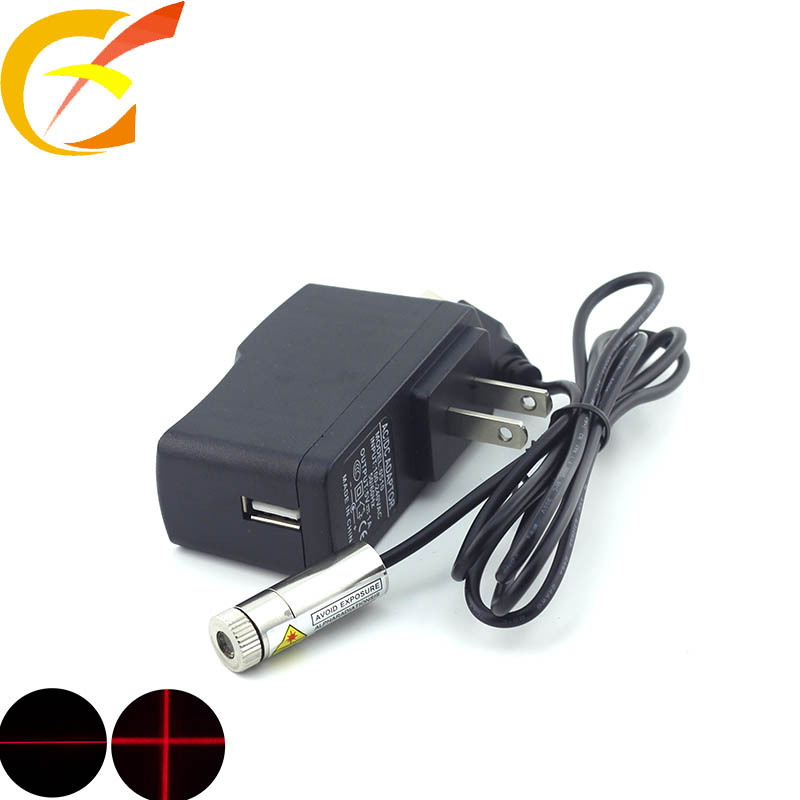 高亮度定位专用激光头一字十字点状可调焦激光模组USB接口配电源