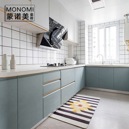 Foshan tiles Nordic small white brick bread tiles bathroom wall tiles kitchen bathroom toilet tiles glazed tiles