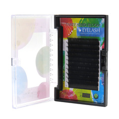 星顏廠家種植眼睫毛 密排雙毛尖扁型毛自帶凹槽更嫁接假睫毛批發