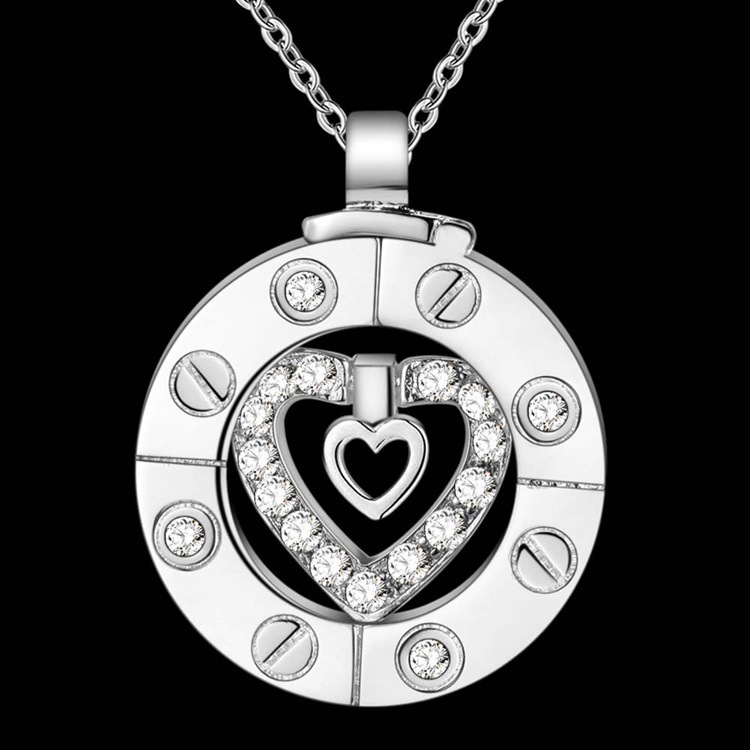 Copper Chain Material cable chain, snake chain Chain Type Wholesale Jewelry Casual Elegant Heart Shape Copper Silver Plated Plating Pendant Necklace