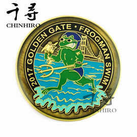 深圳厂家定制金属外贸纪念章和平镀金纪念币徽章工艺加工奖牌制作