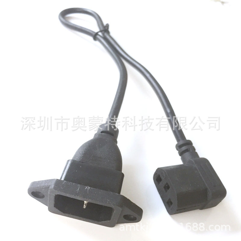 品字头带线 C13-C1490度弯头品电瓶车充电池1横2竖插头纯铜电源线