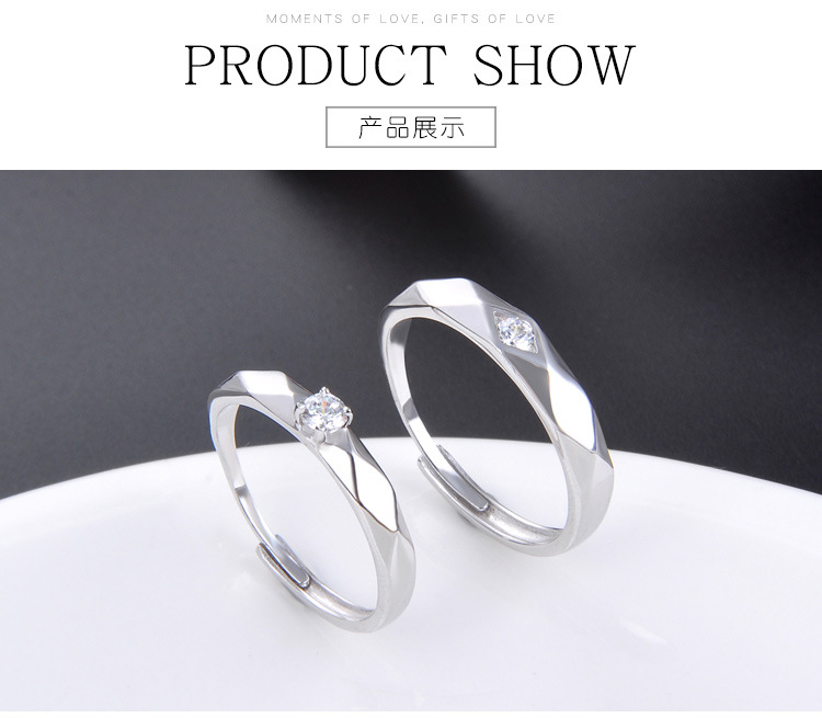 Mode Offener Ring Diamant S925 Silber Zirkon Ring display picture 2