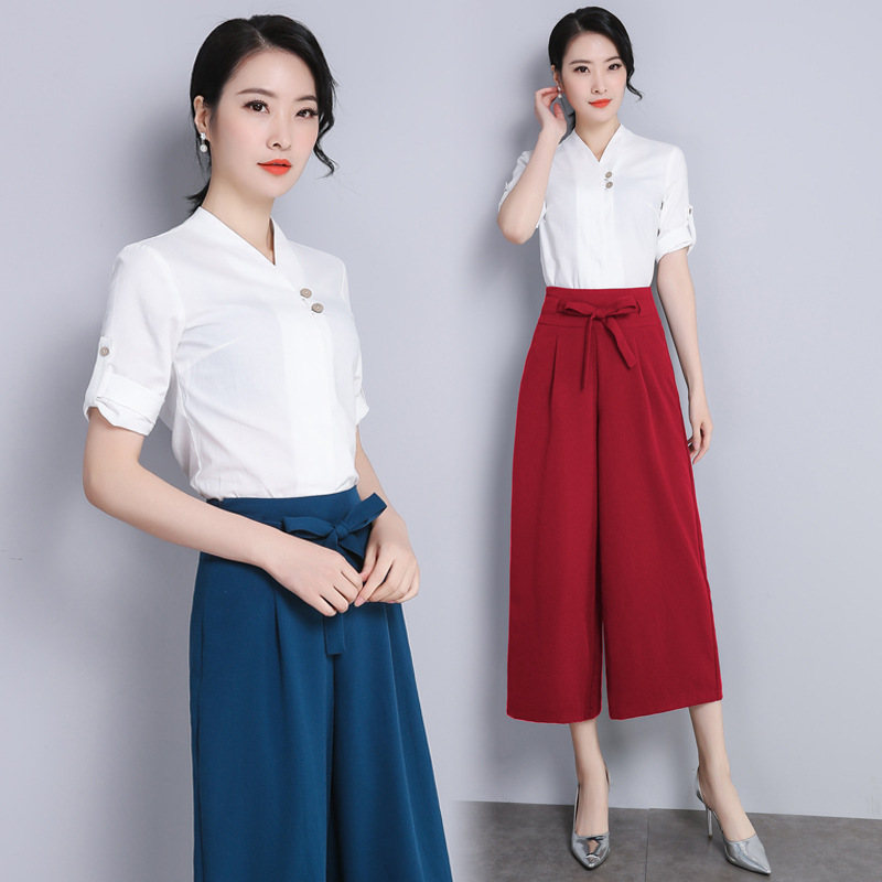 新款spa美容院职业装2019春夏美容师女 工衣足浴技师养生馆工作服|ms