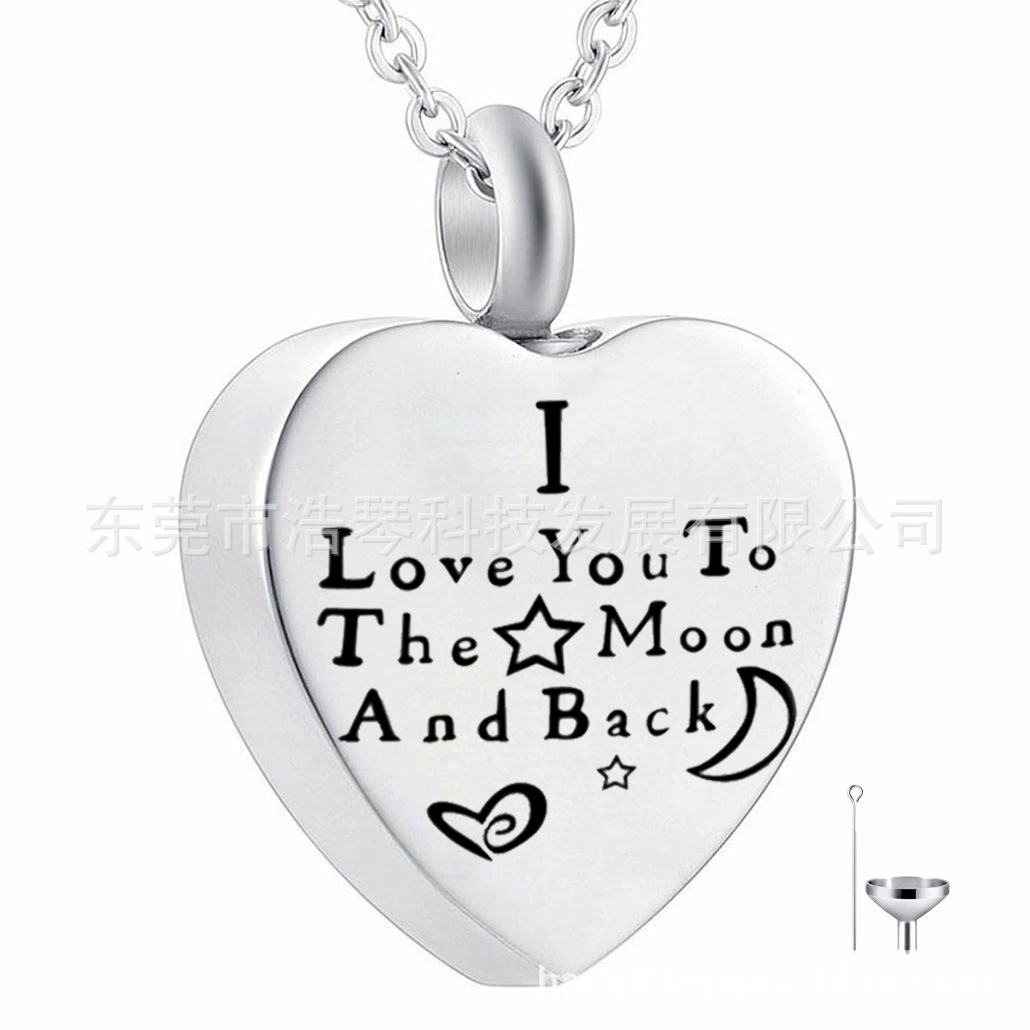 Титан стальной кулон в форме сердца из нержавеющей стали Луна звезда урна кулон ПЭТ сувенир кремация ювелирные изделия флакон духов