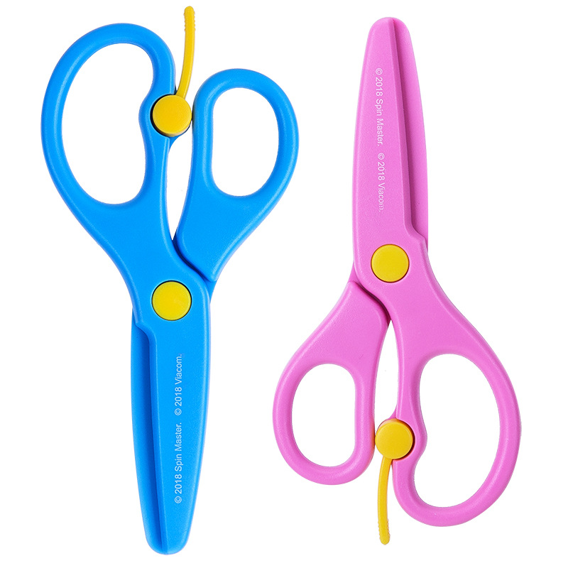 Powerful 6075 Woof Team Round Head All Plastic Elastic Scissors Children Labor-Saving Paper Cutting Scissors Wholesale