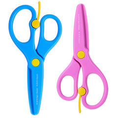 Powerful 6075 Woof Team Round Head All Plastic Elastic Scissors Children Labor-Saving Paper Cutting Scissors Wholesale