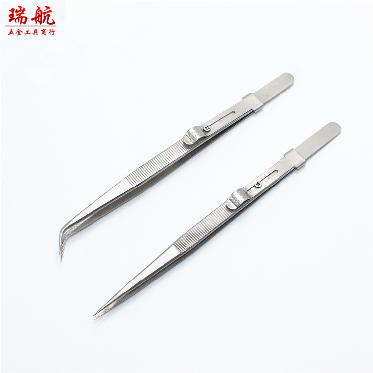 珠宝镊子亚光喷砂 钻石镊带锁扣 2mm修压边可调位锁位高弹性带槽